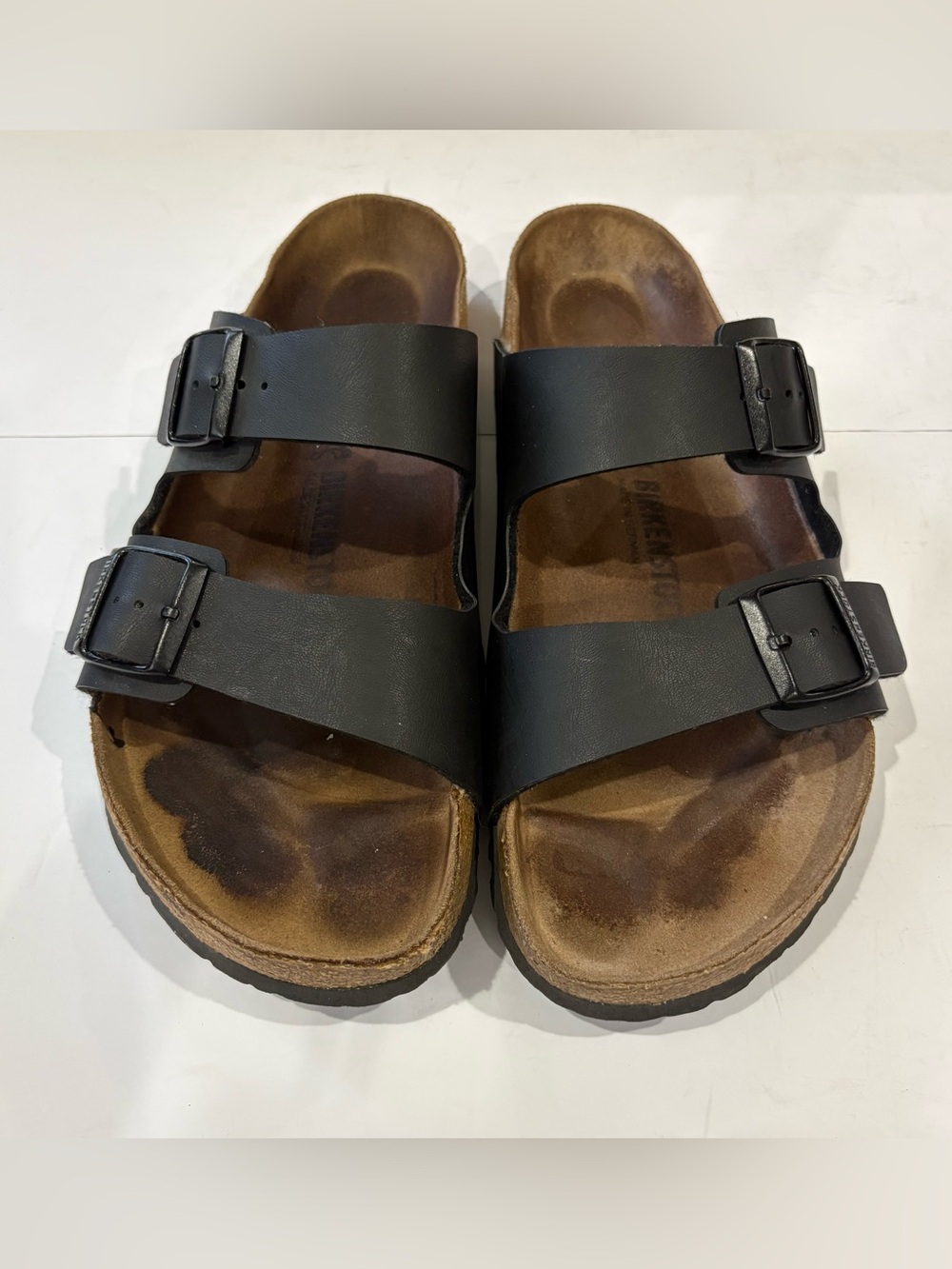 Birkenstock Arizona Sandals Mens 13 EU 46 Black Birko Flor Regular Width